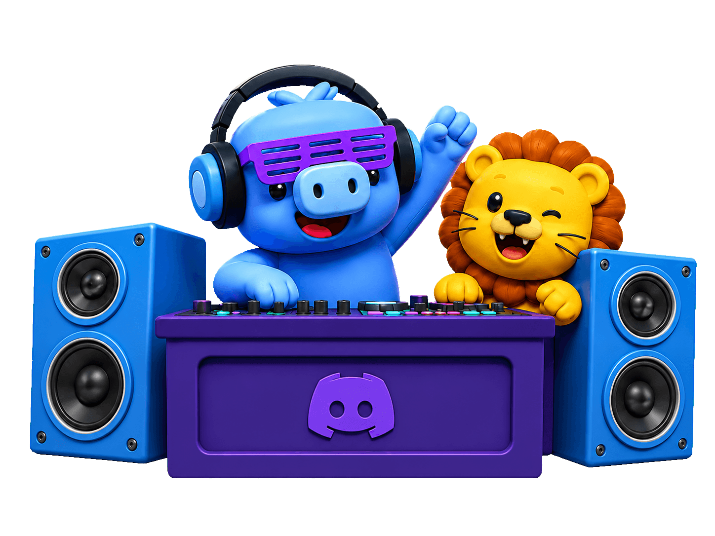 Las mascotas de OkiMC pasando música en Discord